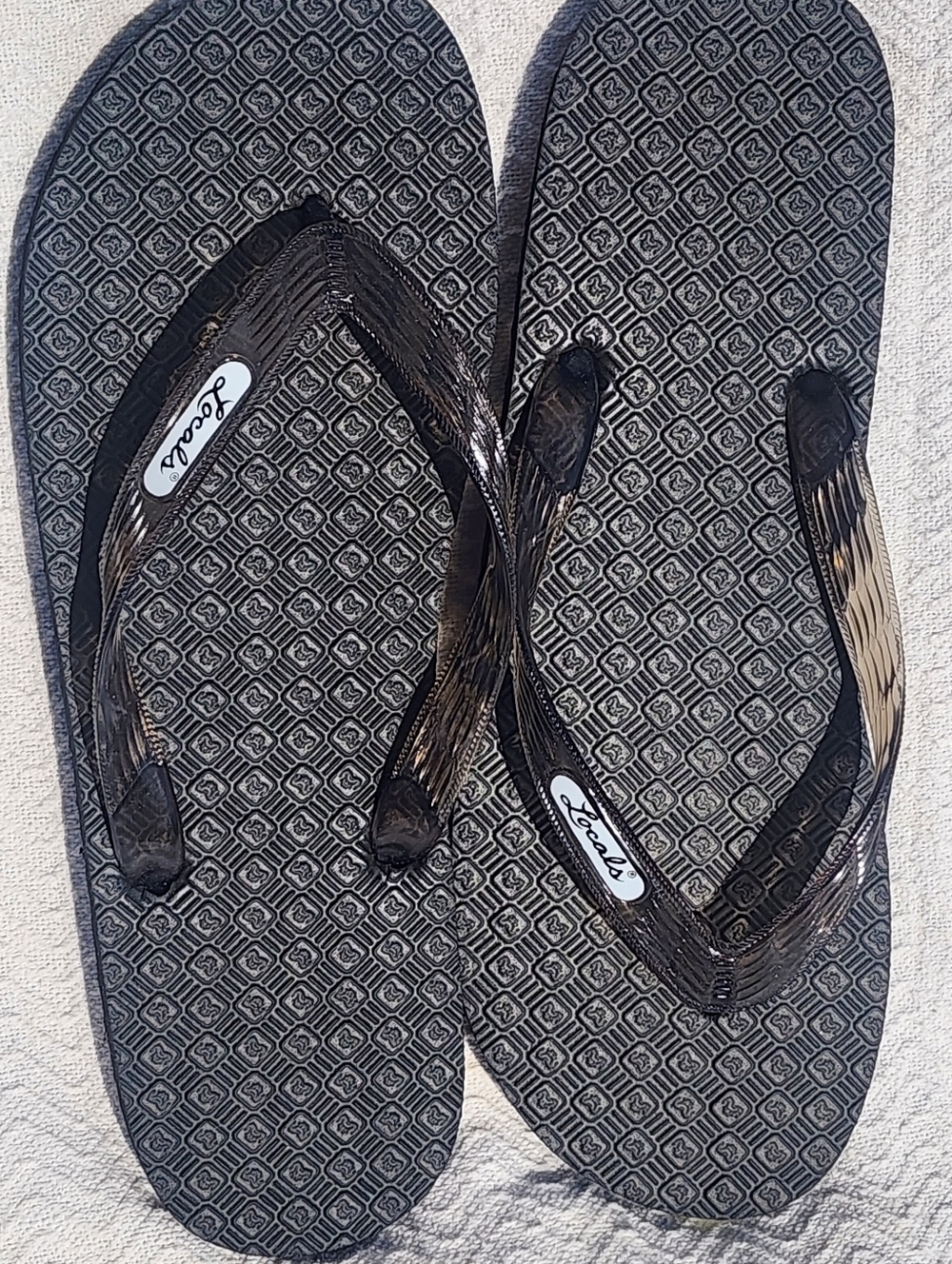 Locals Size 12 Black Textured Flip Flop Sandals